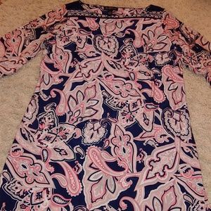 INC Pink Navy Paisley Dress 1X